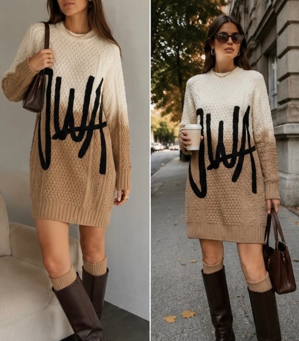 JW ANDERSON Embroidered dégradé cable-knit merino wool mini dress Small
